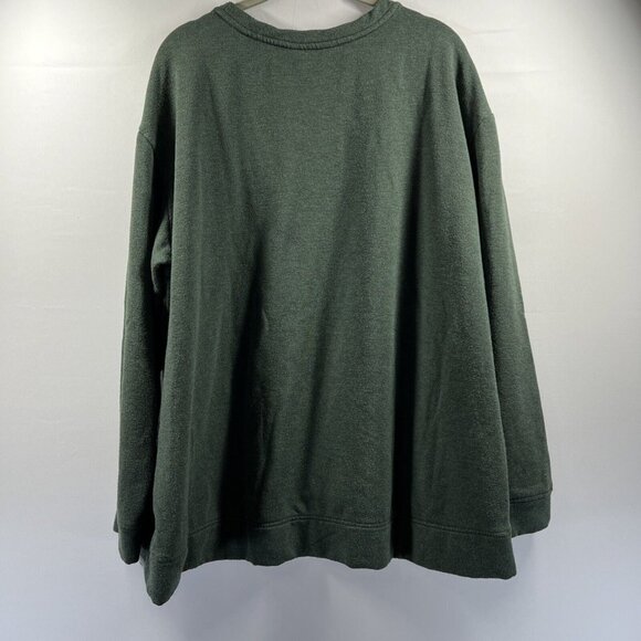Orvis Men's Sweatshirt Size XXL Solid Green Pullover Long Sleeve Fleece - Picture 2 of 9